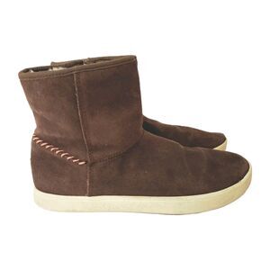 UGG Brown Suede Wool Ankle Boots Womens Size 4 Side Zip Winter Casual Shoes